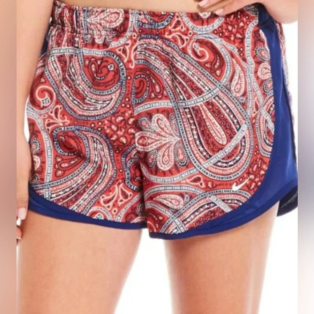 Nike Dri-Pro Tempo Running Shorts in Red/Blue Paisley Bandana. Size S